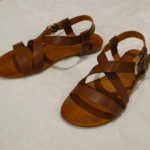Women's Report Brown Flat Sandals Size 10